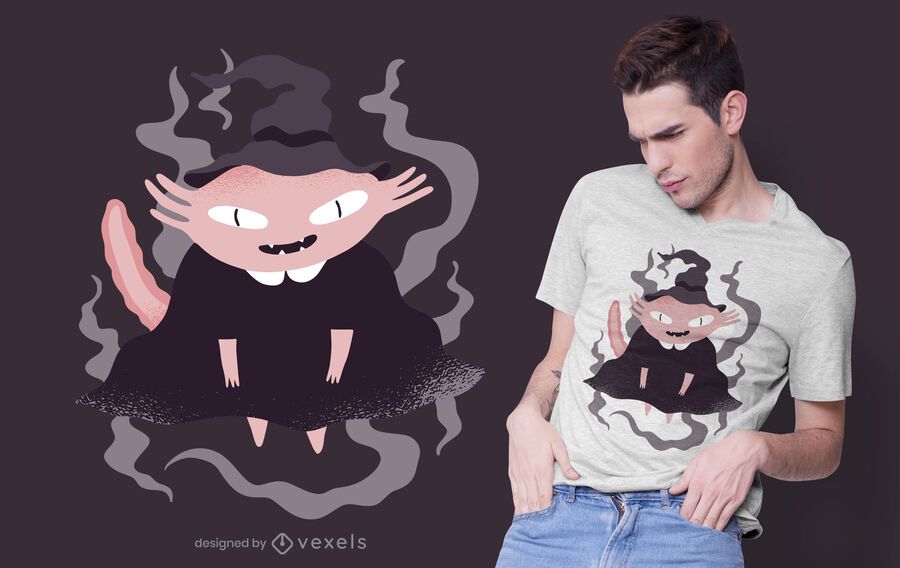 Diseño de camiseta de bruja axolotl Diseño de camiseta de bruja axolotl