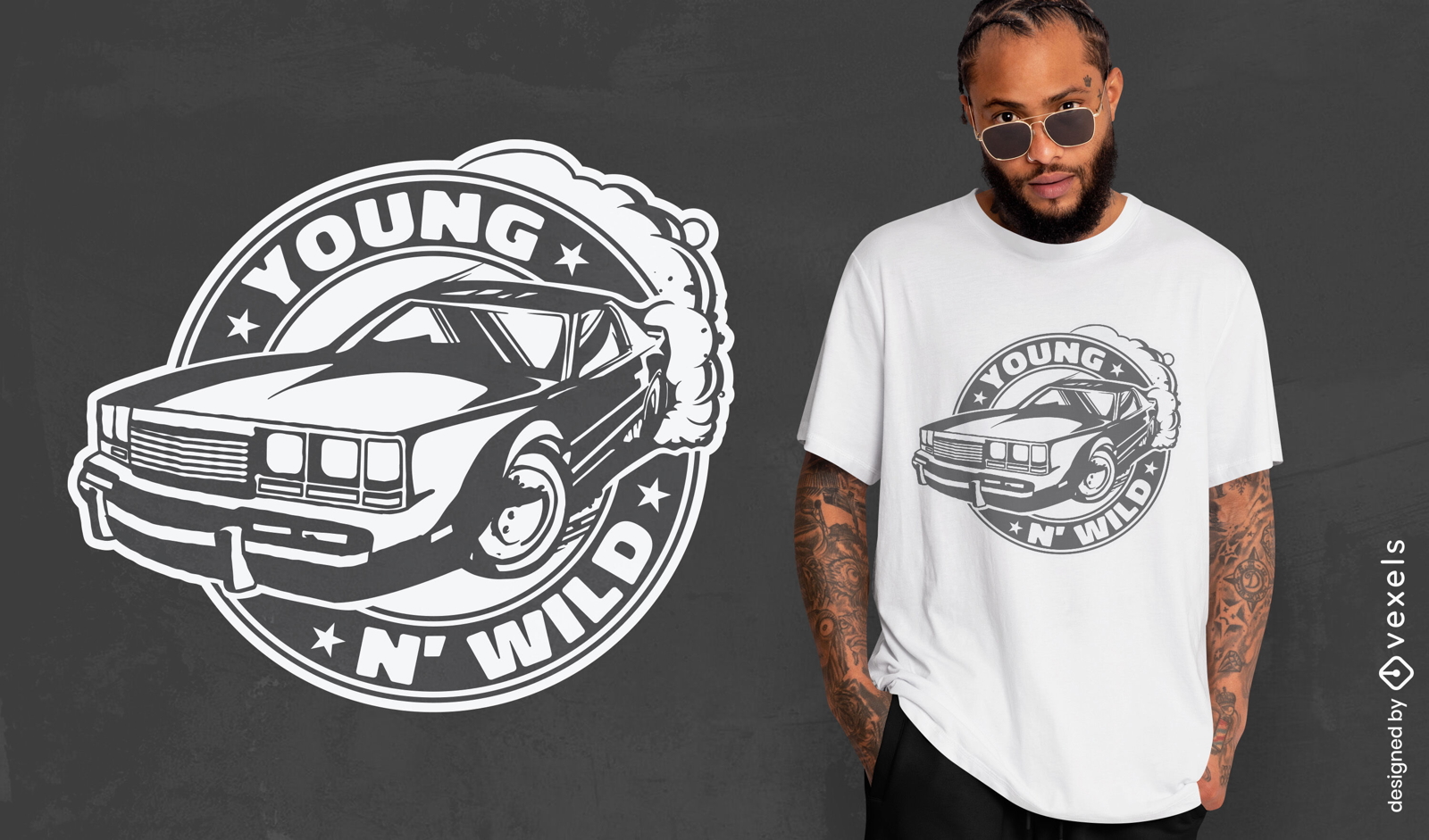 Muscle-Car-Abzeichen-T-Shirt-Design