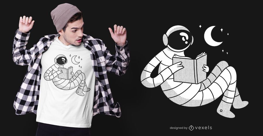 Astronaut reading t-shirt design Astronaut reading t-shirt design
