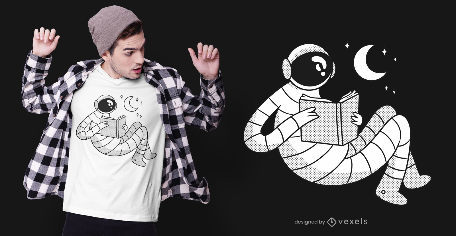 Astronaut liest T-Shirt Design