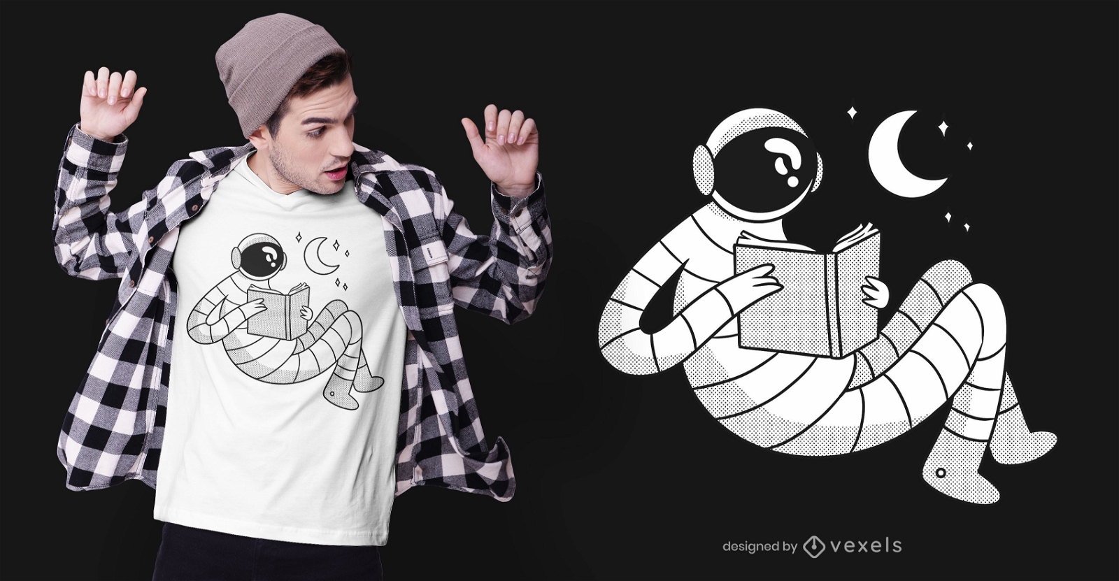 Astronauta lendo design de camiseta
