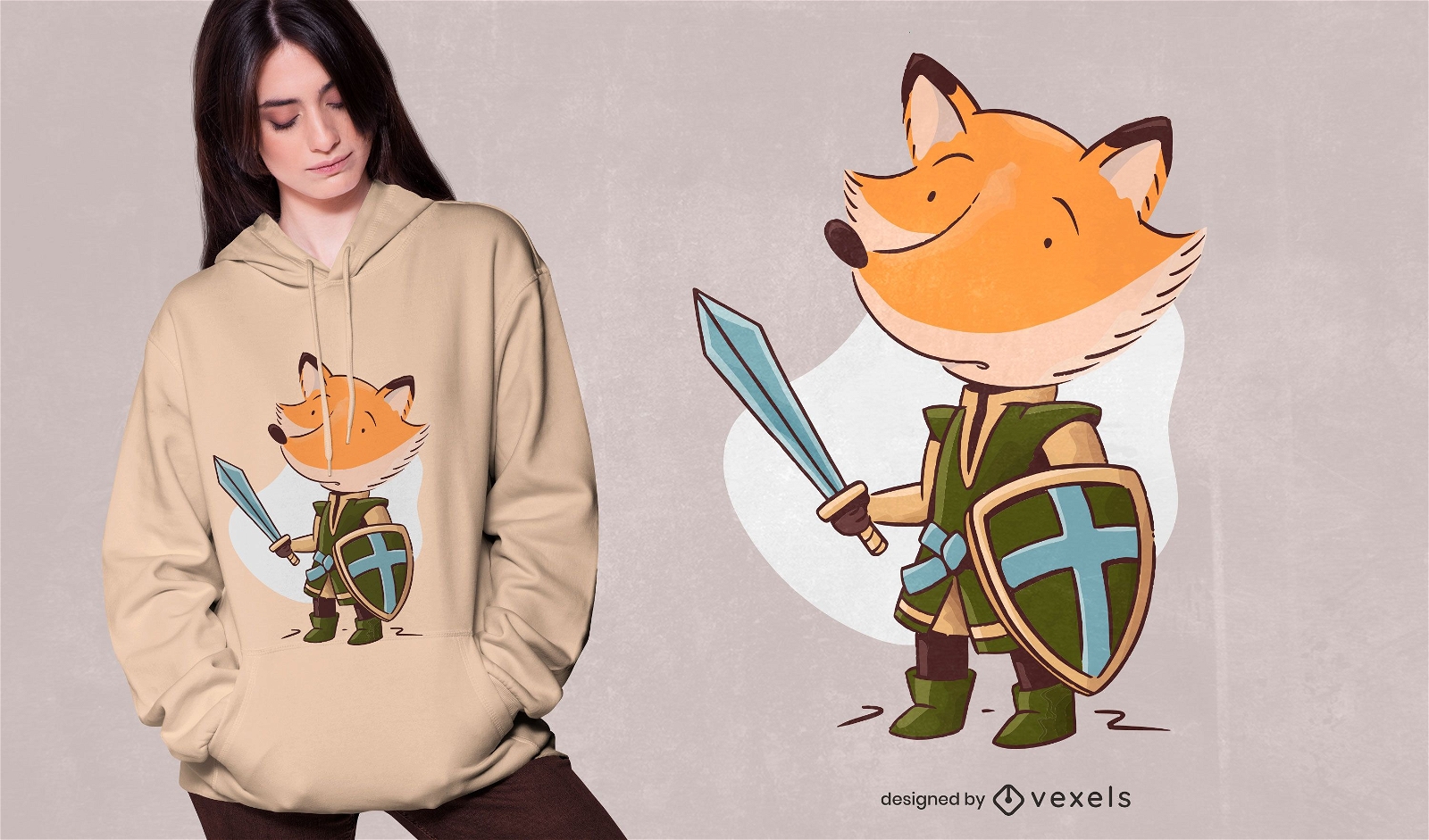 Design de t-shirt Knight fox