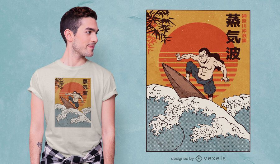 Design de camiseta de surfe Samurai Design de camiseta de surfe Samurai