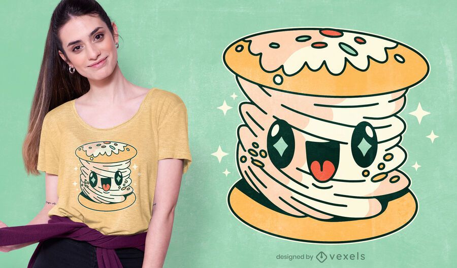 Diseño de camiseta kawaii de pastelería chantilly Diseño de camiseta kawaii de pastelería chantilly