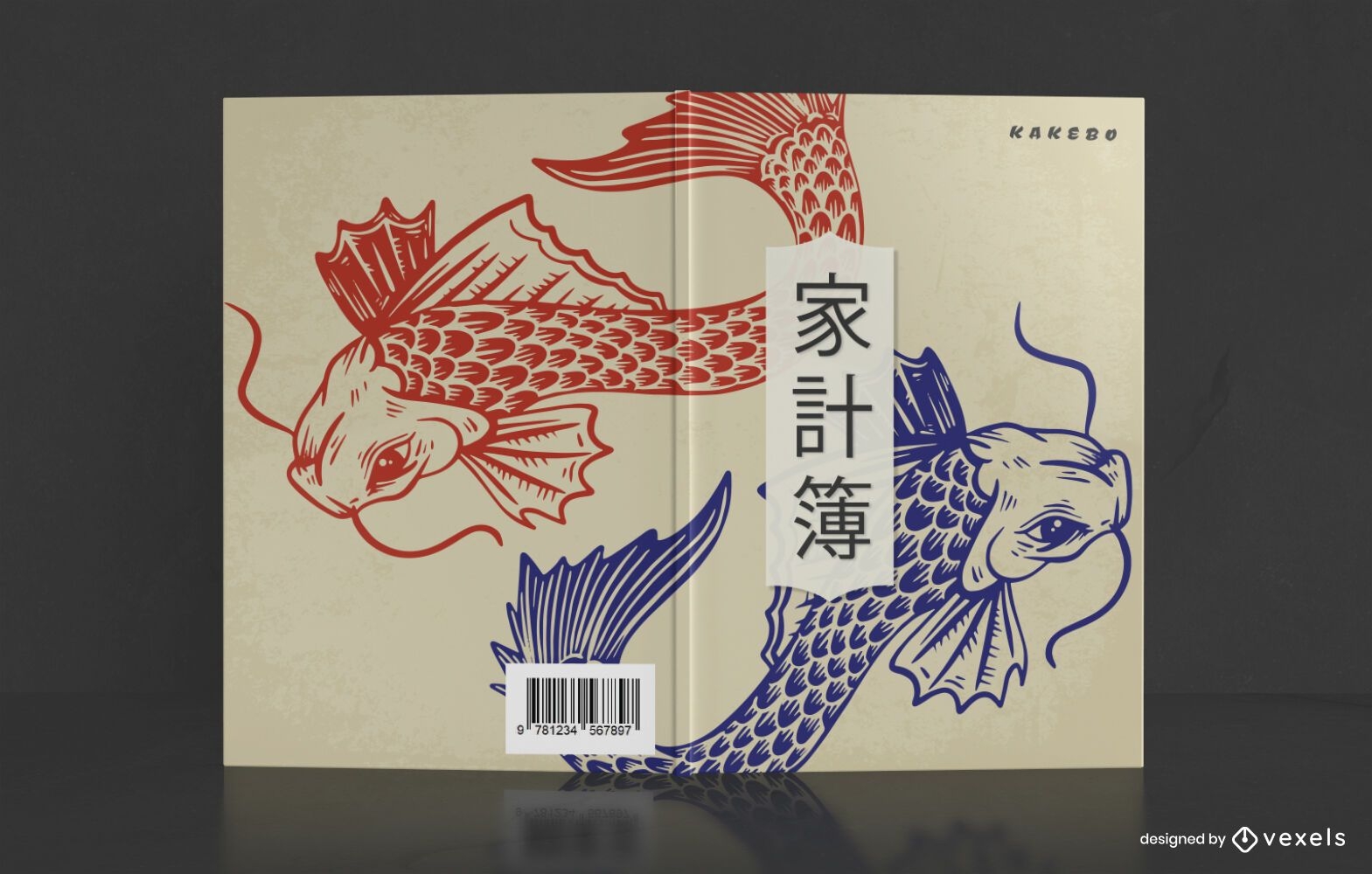 Design de capa de livro de peixe carpa chinesa