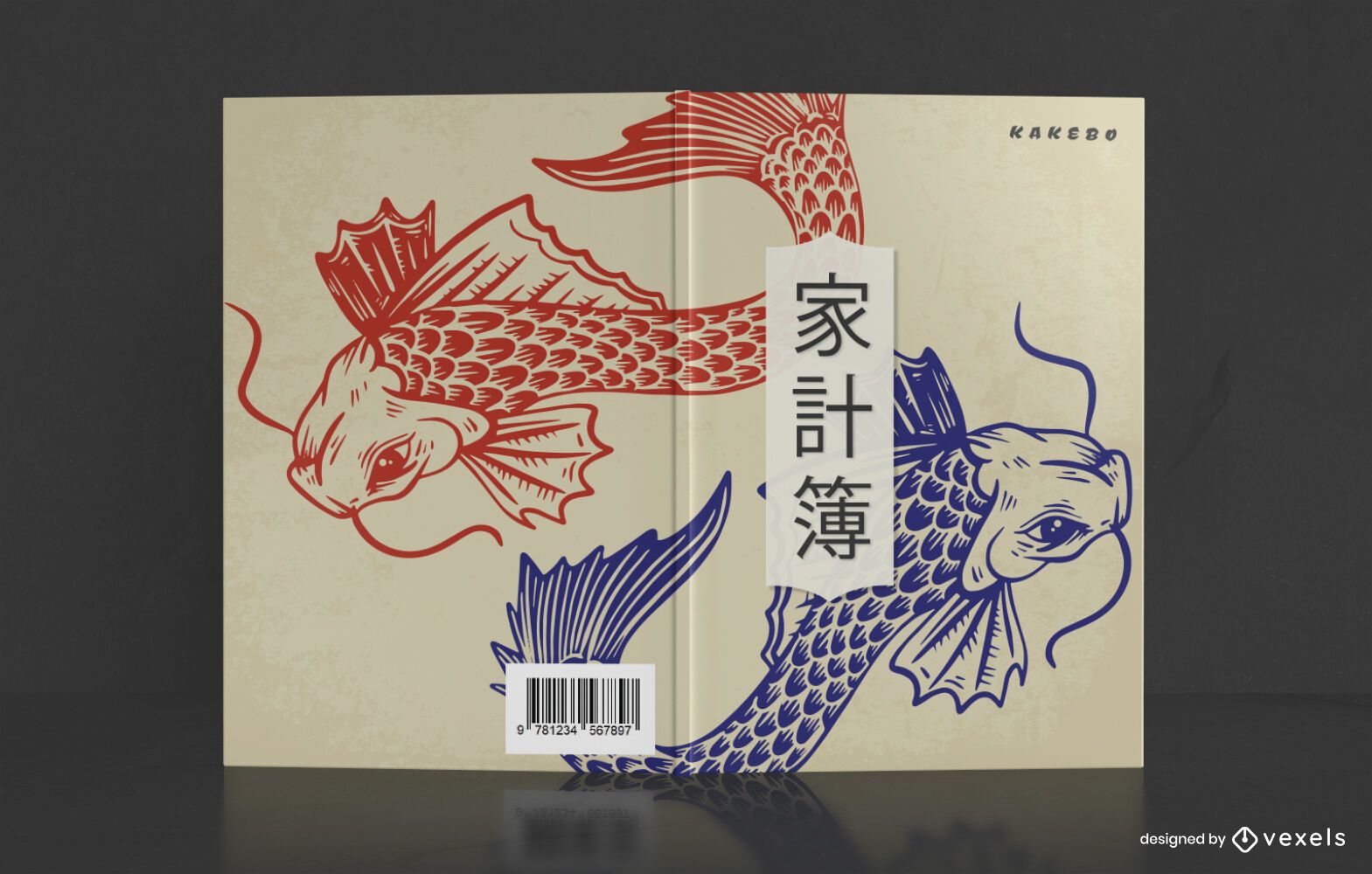 Diseño de portada de libro de peces carpa china