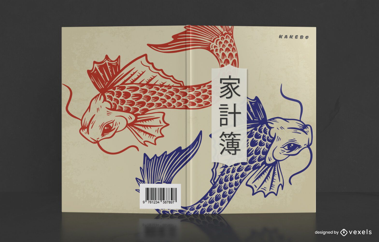 Dise?o de portada de libro de peces carpa china