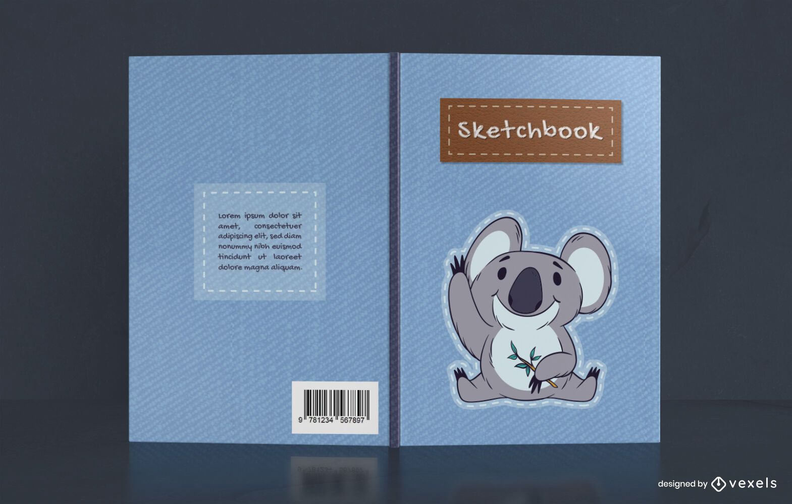 Lindo diseño de portada de cuaderno de bocetos Koala