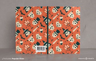 Design de capa de livro com padrão plano de Halloween