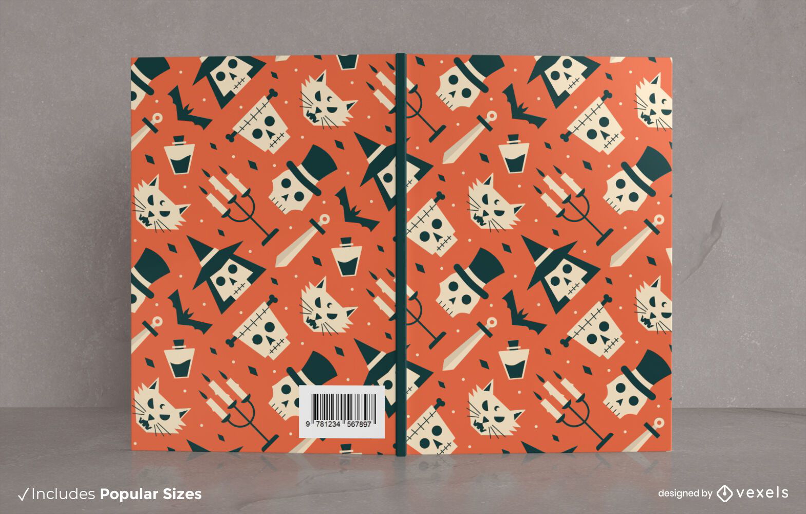 Flat Halloween Pattern Book Cover Design