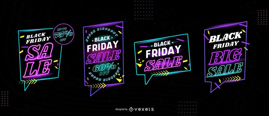 Black friday sale neon badge set Black friday sale neon badge set