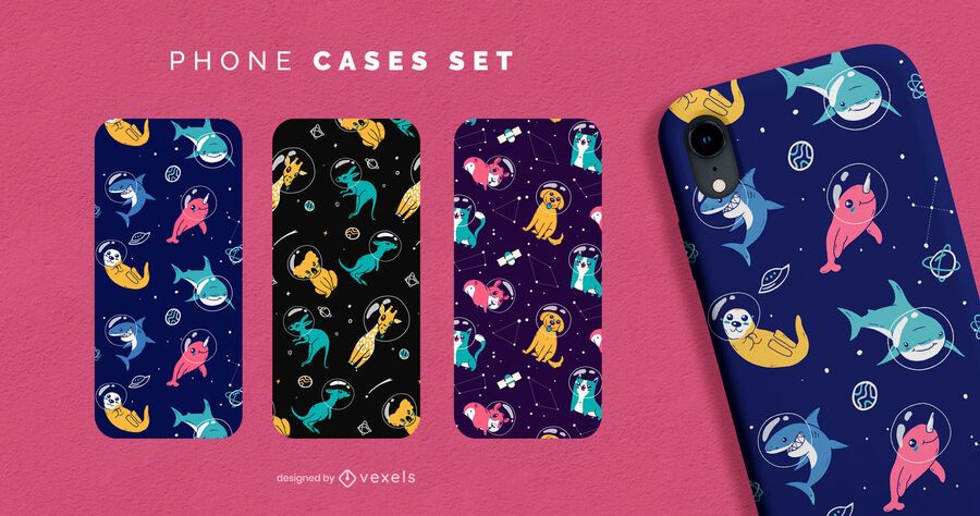 Conjunto de capa de telefone Space Animals Conjunto de capa de telefone Space Animals