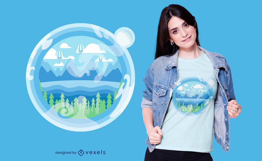 Diseño de camiseta Bubble Earth Diseño de camiseta Bubble Earth