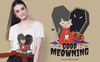 Diseño de camiseta Coffee Halloween Cat