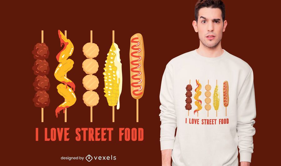 Street Food Love T-shirt Design Street Food Love T-shirt Design