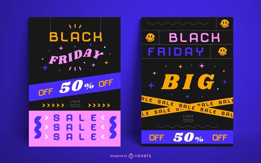Pacote de pôsteres de liquidação da Black Friday Pacote de pôsteres de liquidação da Black Friday