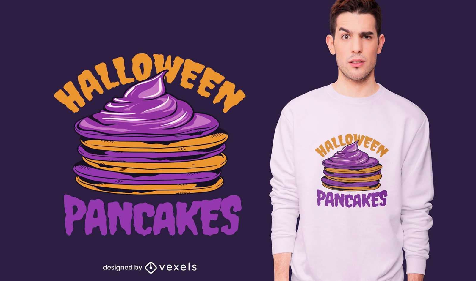 Diseño de camiseta de panqueques de Halloween