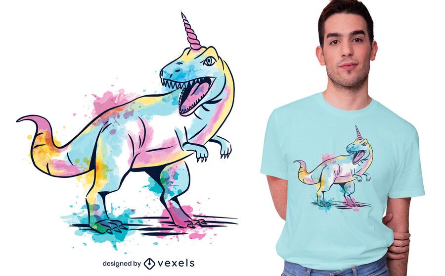 Watercolor unicorsaurus t-shirt design Watercolor unicorsaurus t-shirt design