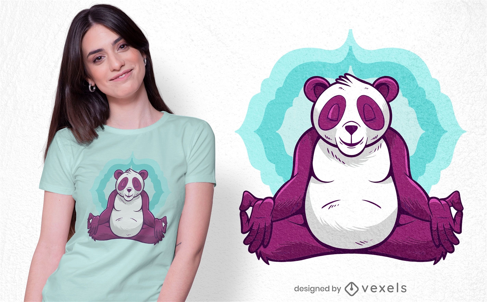 Design de camiseta de medita??o panda