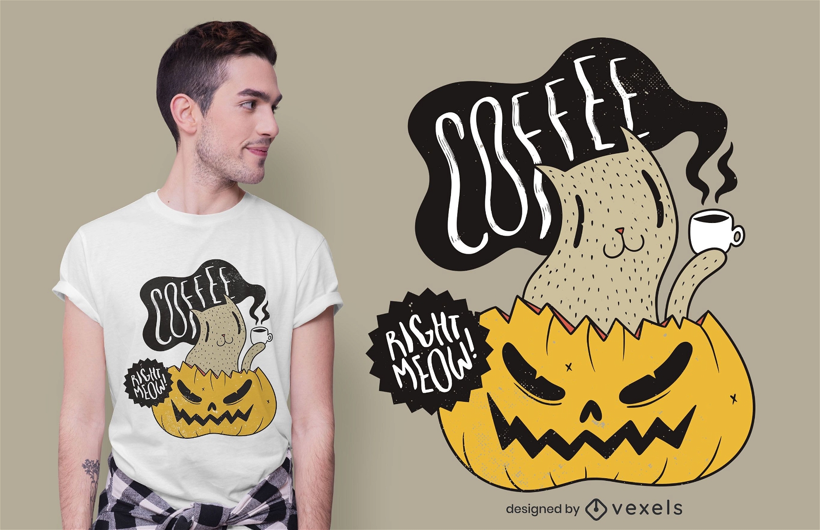 Design de camiseta Coffee right meow