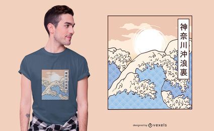 El diseño de la camiseta de la gran ola El diseño de la camiseta de la gran ola