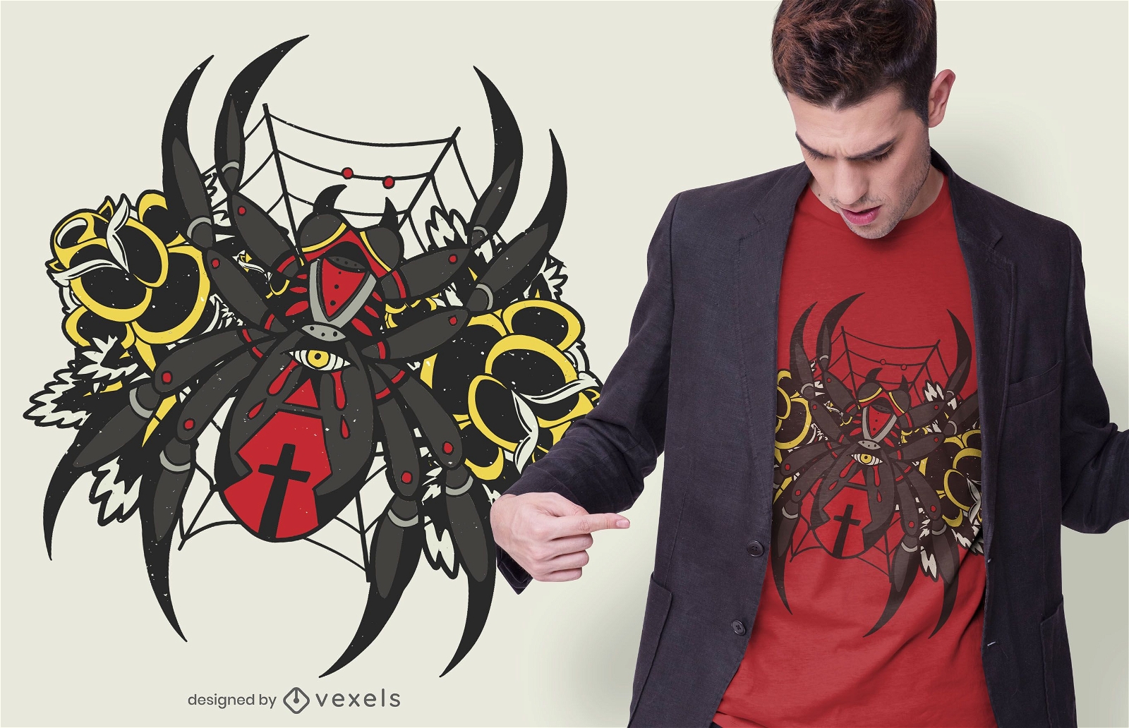 Design de camiseta da aranha viúva negra