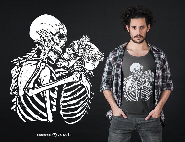 Kissing skeletons t-shirt design Kissing skeletons t-shirt design