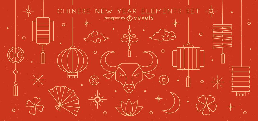 Chinese New Year Stroke Elements Pack Chinese New Year Stroke Elements Pack
