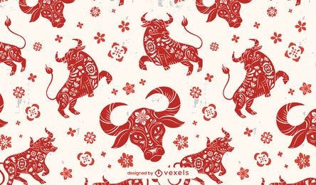 Año del diseño del patrón chino del buey
