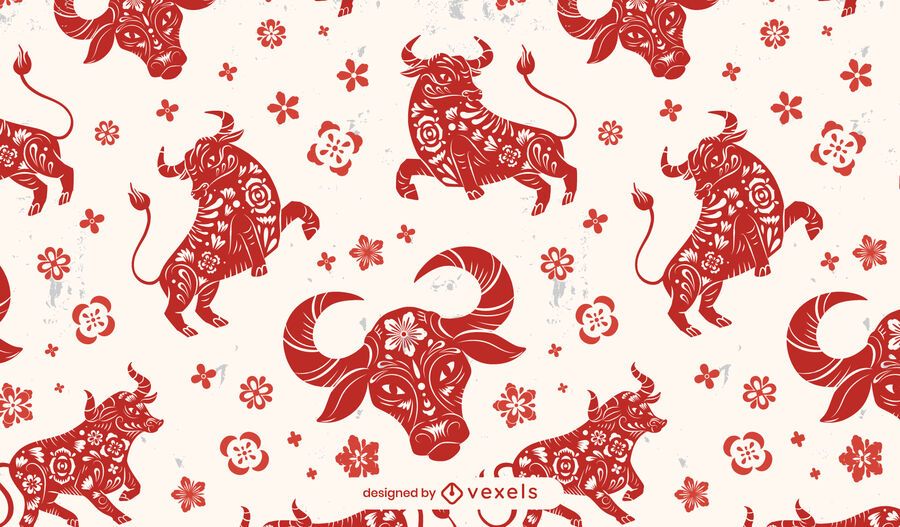 Año del diseño del patrón chino del buey Año del diseño del patrón chino del buey