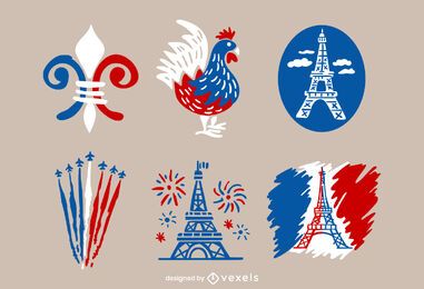 Pacote de Design Ilustrado do Dia da Bastilha
