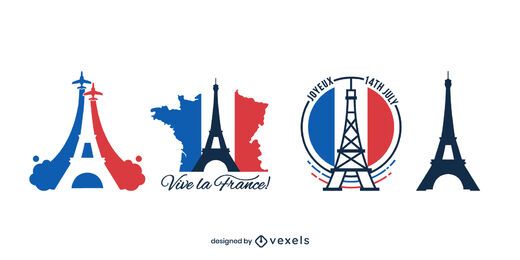 Paquete de diseño de la Torre Eiffel del Día de la Bastilla Paquete de diseño de la Torre Eiffel del Día de la Bastilla