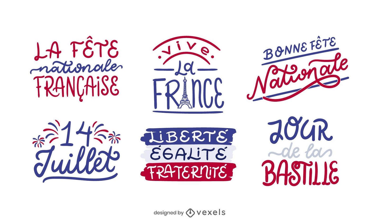 Bastille Day Schriftzug Design Set