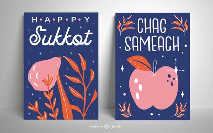 Conjunto de design de cartão Chag Sameach Conjunto de design de cartão Chag Sameach