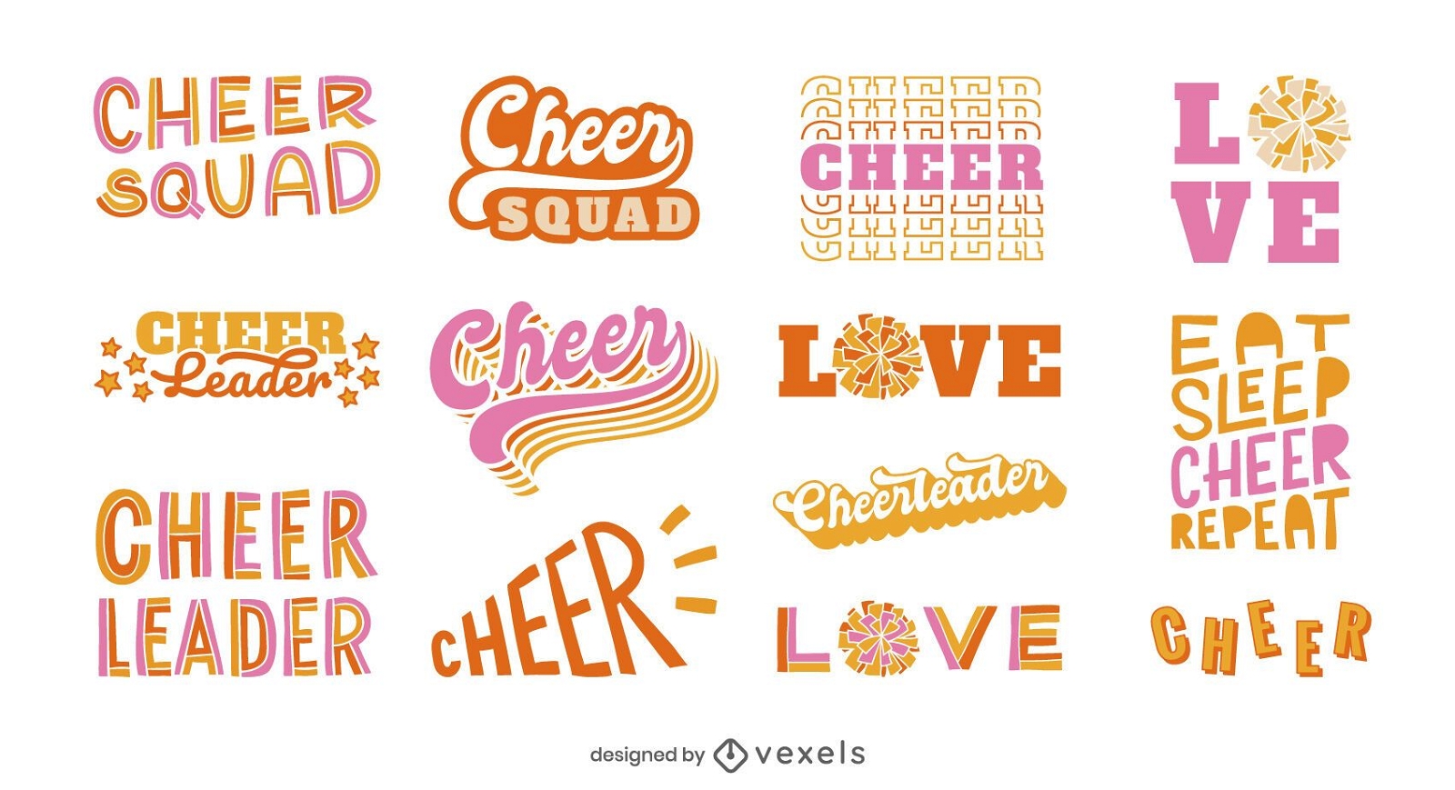 Cheerleading Schriftzug Set Design