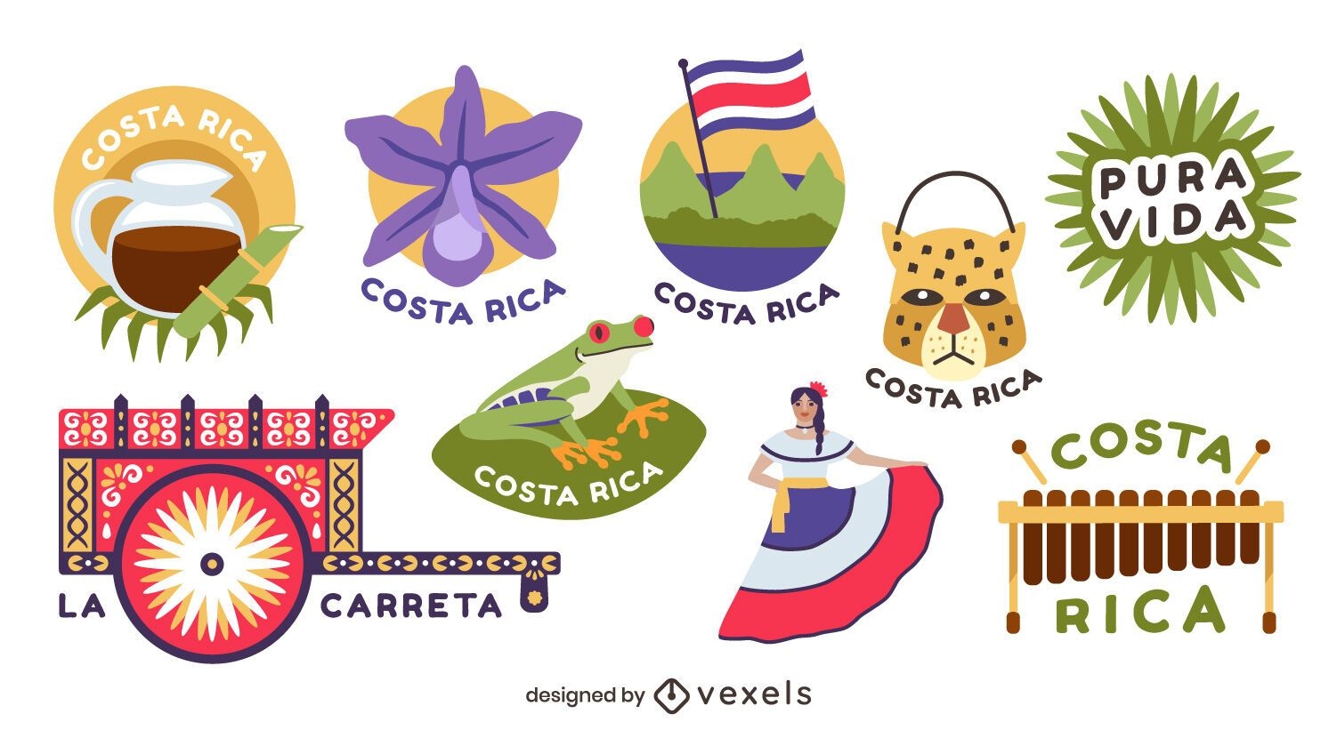 Paquete de diseño de elementos de Costa Rica