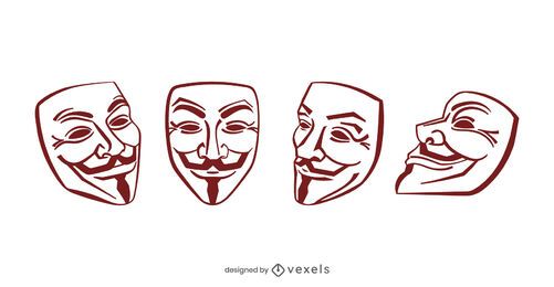 Conjunto de diseño de máscara de Guy Fawkes Conjunto de diseño de máscara de Guy Fawkes