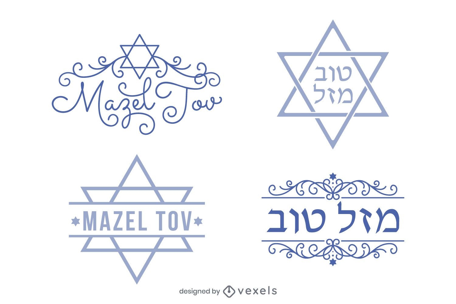 Conjunto de letras hebreas mazel tov