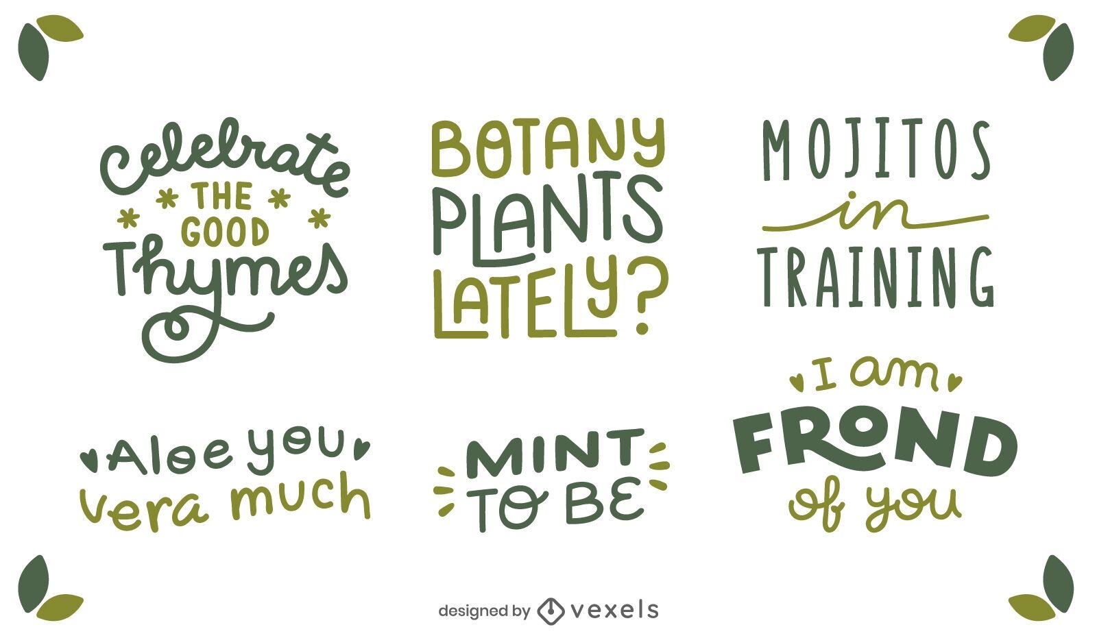 Conjunto de letras de citas de plantas