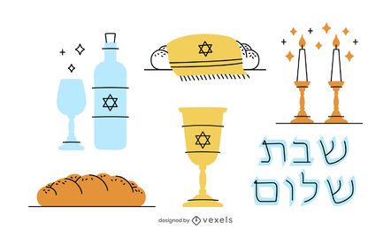 Shabbat elements flat set Shabbat elements flat set