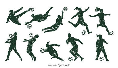 Conjunto de silueta de jugador de fútbol Conjunto de silueta de jugador de fútbol
