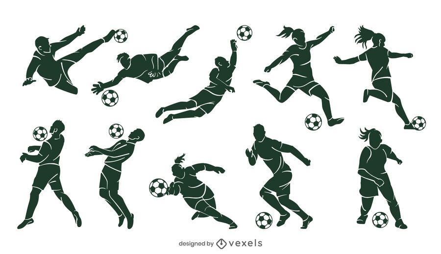 Soccer player silhouette set Soccer player silhouette set