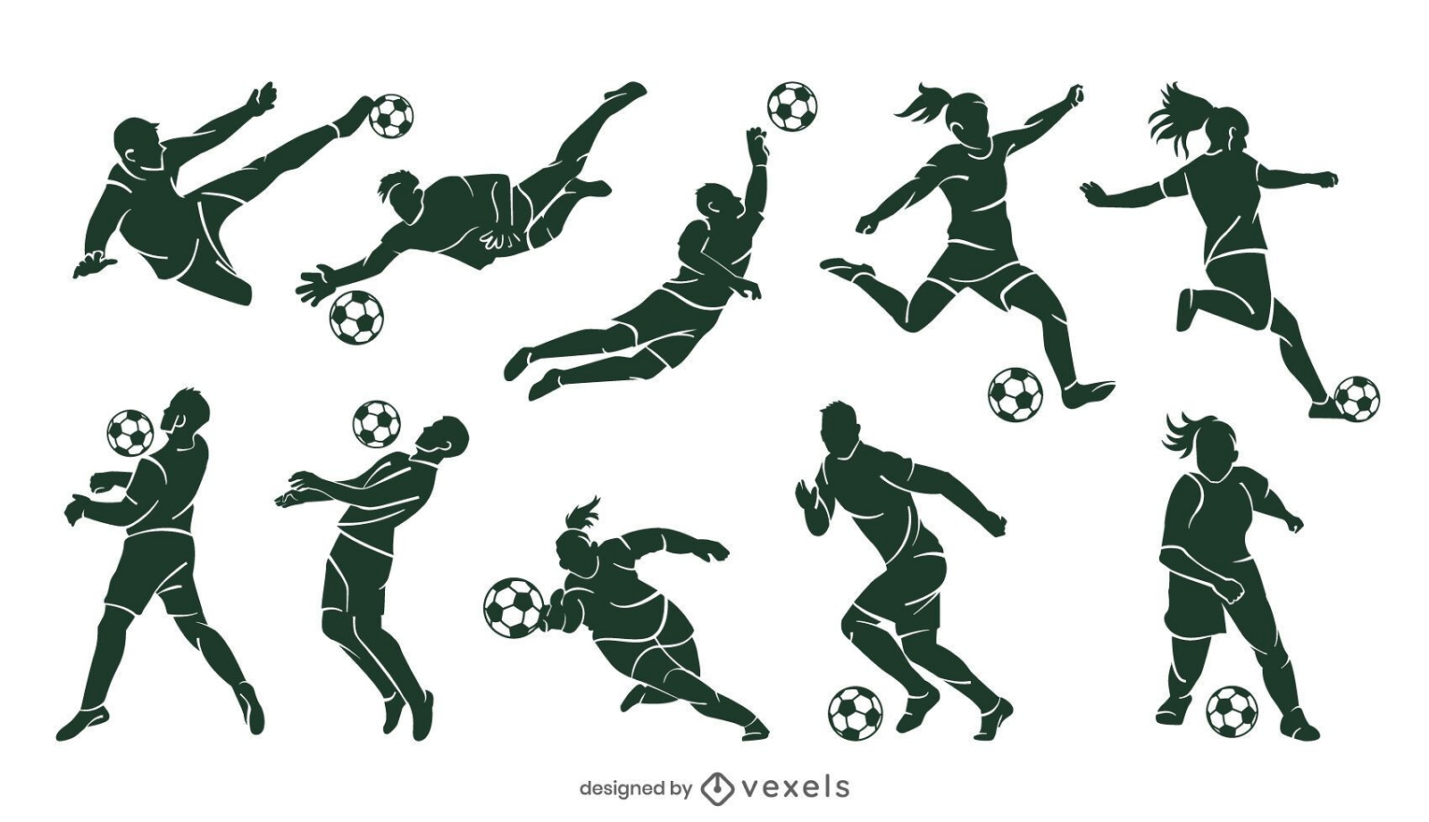 Soccer player silhouette set