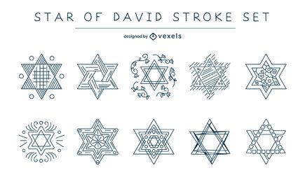Conjunto de trazos de estrella de david Conjunto de trazos de estrella de david