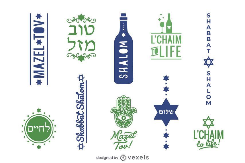 jewish-sayings-label-set-vector-download