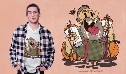 Design de t-shirt de desenho animado do Crazy Coffee