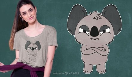 Diseño de camiseta de koala enojado