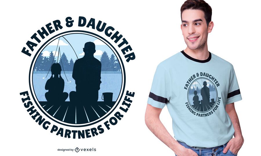 Diseño de camiseta de pesca padre e hija. Diseño de camiseta de pesca padre e hija.