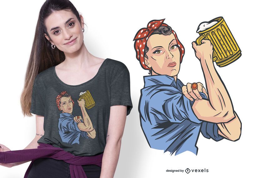 Diseño de camiseta de mujer de cerveza. Diseño de camiseta de mujer de cerveza.