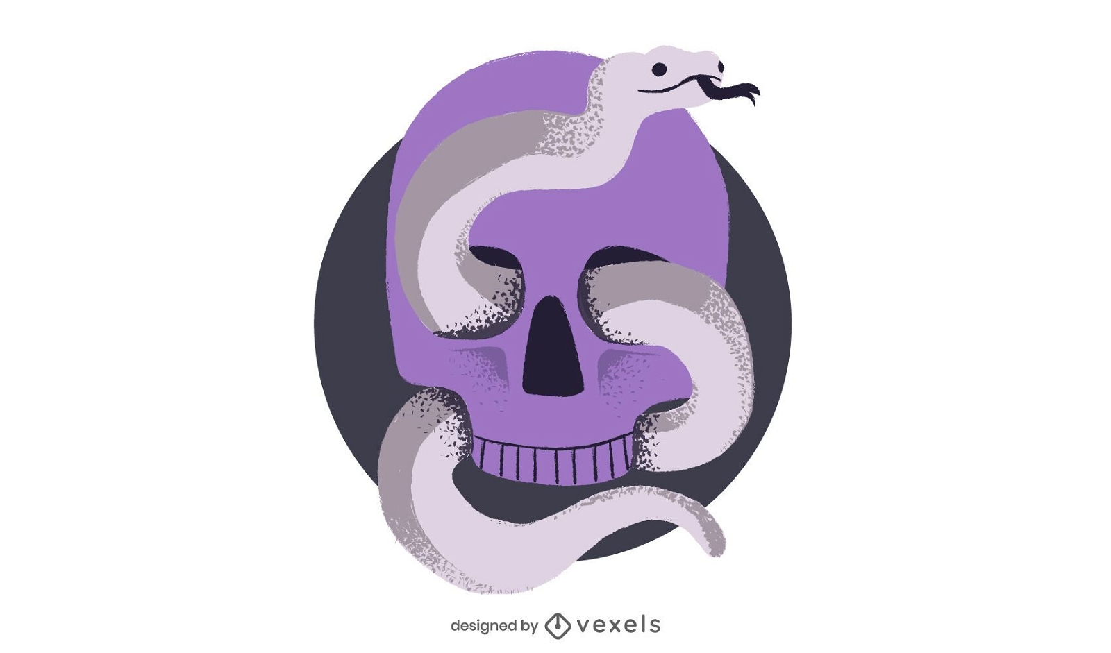 Diseño de ilustración de cráneo y serpiente